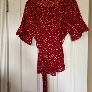 SHEIN Red Polka Dot Women's Top